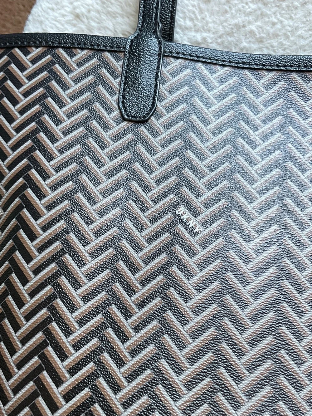Dkny Black and Brown Patterned Tote Bag